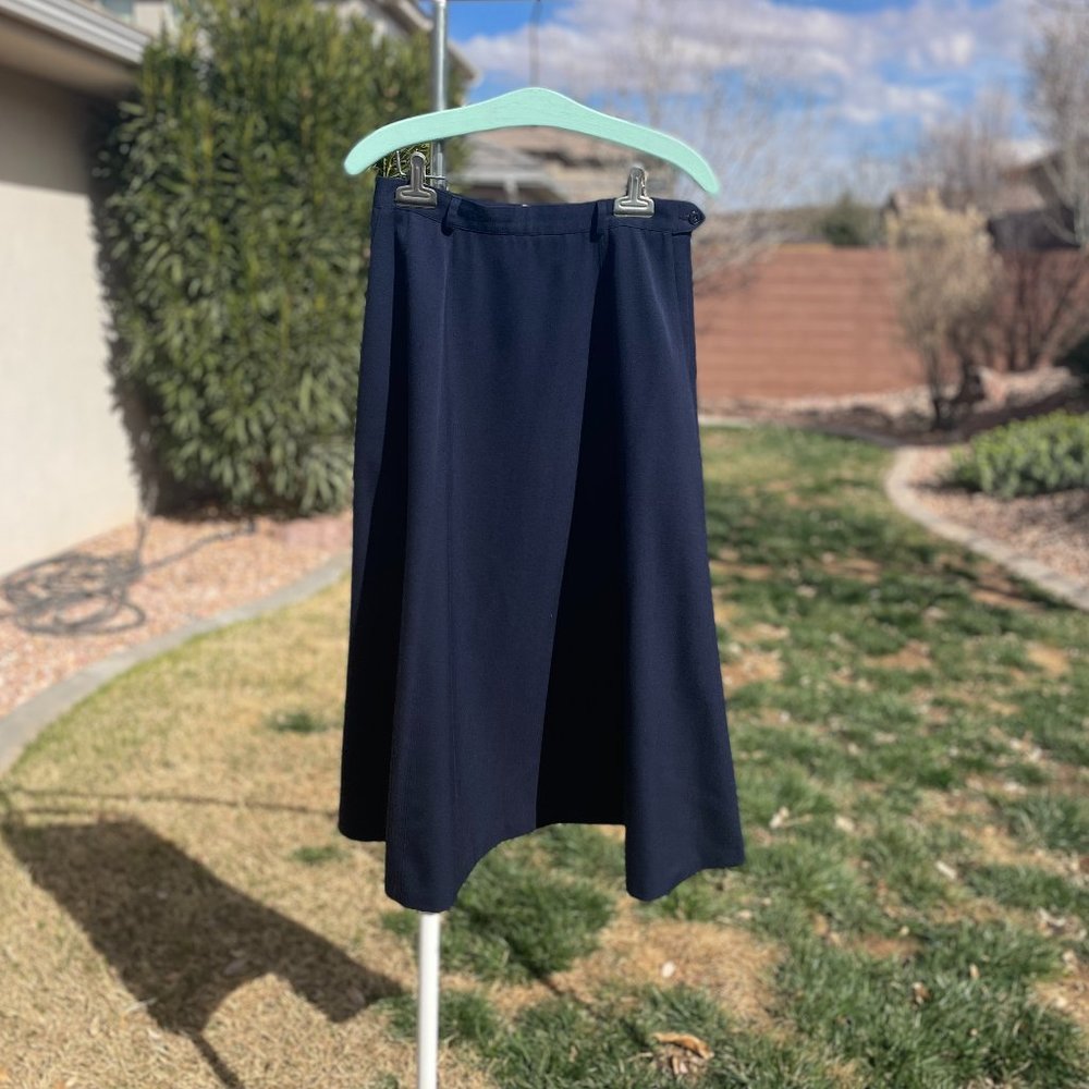 100% Wool Navy A-line Long Skirt